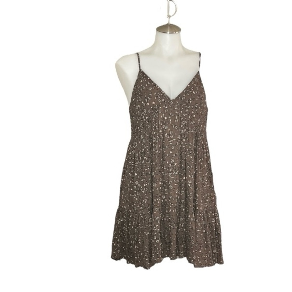 Becool Elegant Brown Floral stripe mini Dress